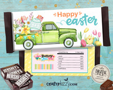 Happy Easter Candy Bar Wrapper - Farm Truck Easter Basket Chocolate Wrappers - Teacher Gift Ideas - Easter Bunny Hershey Bar - INSTANT DOWNLOAD