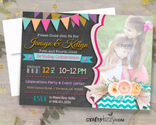 Girl Sibling Birthday Invitations - Joint Party Invitation - Watercolor Floral Invitations - Twin Girls Birthday Invitation - CraftyKizzy