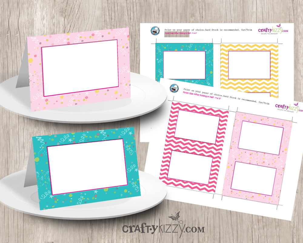 Girl Baby Shower Food Tents - DIY Yellow and Pink Birthday Table Tents - Printable Place Cards 4x3 - Buffet Card - INSTANT DOWNLOAD - CraftyKizzy