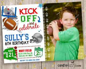 Football Birthday Invitation - Sport Invitation - Hut Hut Hike - American Football Party Invitations - CraftyKizzy