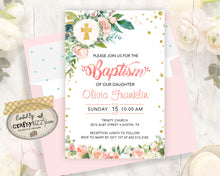 Floral Baptism Invitations - Girl Christening Invitation - First 1st Holly Communion - Naming Day - Dedication - LDS JW Baptism