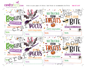 Halloween Party Favor Tags - Printable Gift Tags For Kids - Halloween Treat Bag Labels - DIY INSTANT DOWNLOAD - CraftyKizzy