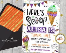 Halloween Ice Cream Birthday Party Invitation - Eye Scream Party Invitation for kids Fall Birthday Invitations - CraftyKizzy