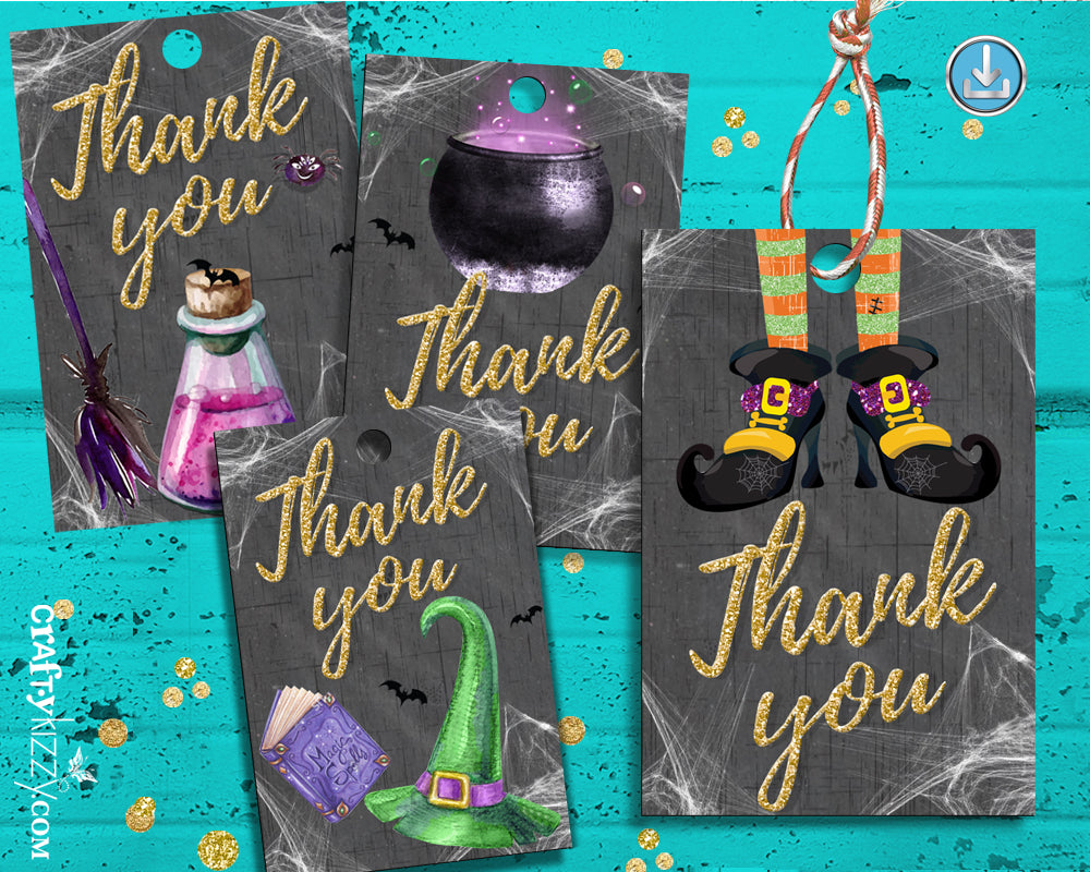 Halloween Party Thank You Favor Tags - Printable Birthday Tag For Kids - Halloween Treat Bag Labels - INSTANT DOWNLOAD - CraftyKizzy