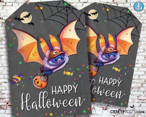 Happy Halloween Party Favor Tags - Printable Gift Tags For Kids - Halloween Treat Bag Labels - DIY INSTANT DOWNLOAD - CraftyKizzy