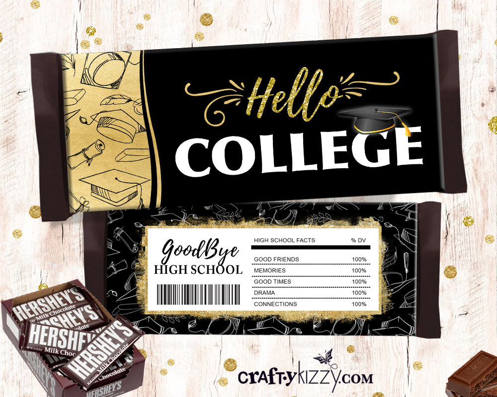 graduation-chocolate-bar-wrapper-hello-college-printable-grad-favors-craftykizzy for Free Printable Graduation Candy Bar Wrappers Templates Graduation Chocolate Bar Wrapper - Hello College Printable Grad Favors – CraftyKizzy for Free Printable Graduation Candy Bar Wrappers Templates