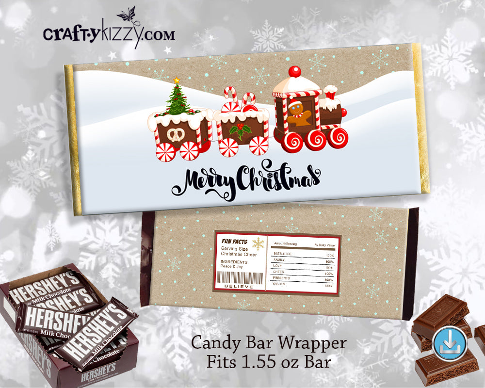Christmas Chocolate Bar Wrapper - Gingerbread Printable Party Favors – CraftyKizzy for Free Candy Wrapper Templates Printables