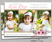 Floral Baptism Invitations - Girl Christening Invitation - First 1st Holly Communion - Naming Day - Dedication - LDS JW Baptism - CraftyKizzy