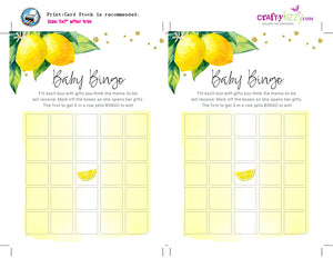 Gender Neutral Baby Shower Bingo Cards - Lemon Blossom Baby Shower Games - Spring Bingo Game – Lemon Bingo Card - INSTANT DOWNLOAD