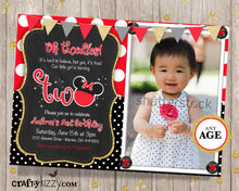 Oh Twodles Red Minnie Mouse Second Birthday Girl Invitation - Mouse Ears 2nd Birthday Invitation - CraftyKizzy