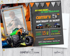 Monster Truck Boy Birthday Invitation - Off-Roading Birthday Party Invitations - Mudders Party - CraftyKizzy