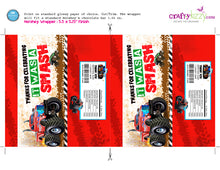 Red Monster Truck Chocolate Candy Bar Wrapper - Monster Truck Thank You Birthday Party Favors - INSTANT DOWNLOAD - CraftyKizzy