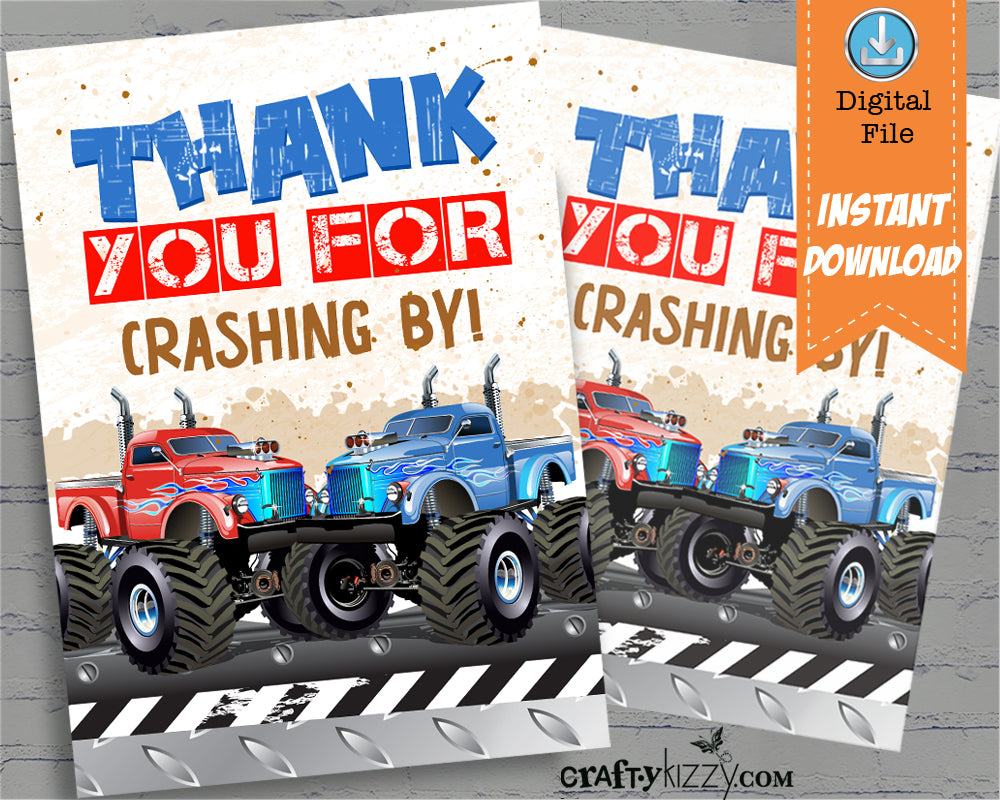twins-monster-truck-thank-you-tags-monster-truck-birthday-party-favors-craftykizzy