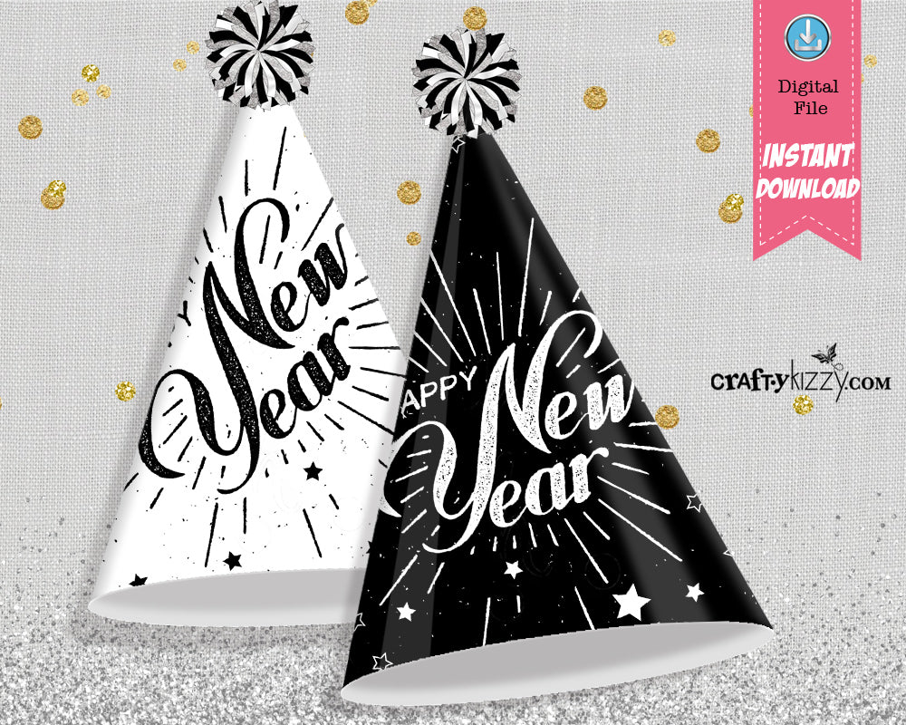 kids new year's eve party hat printables - happy new year kid