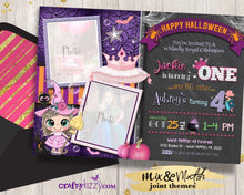 Joint Princess Tiara Halloween Invitation Pink Witch Birthday Invitations Girl Birthday Party Witches & Tiaras - CraftyKizzy