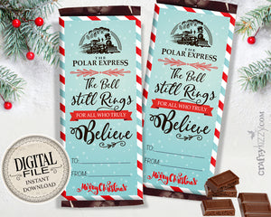 The Polar Express Candy Wrapper - Merry Christmas TO FROM Wrapper - Polar Express Hershey's Bar Label - INSTANT DOWNLOAD