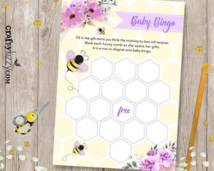 Mason Jar Bee Baby Shower Invitation - Purple Lavender It's A Girl Bumble Bee Invitations - Baby Shower Ideas - Personalized - CraftyKizzy