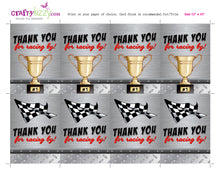 Trophy Party Favor Gift Tags - Racing Flag Tags - Race Car Thank You Favor Tags - INSTANT DOWNLOAD - CraftyKizzy