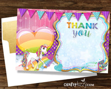 Rainbows and Unicorns Printable THANK You Card - Unicorns - Girl's Birthday Thank You Cards - INSTANT DOWNLOAD - CraftyKizzy