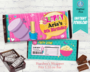 Slumber Party Candy Bar Wrapper Favor Sleepover Birthday Party Favors - Pajama Party Girl Sleep Over - Tween Party Favor Labels Personalized - CraftyKizzy