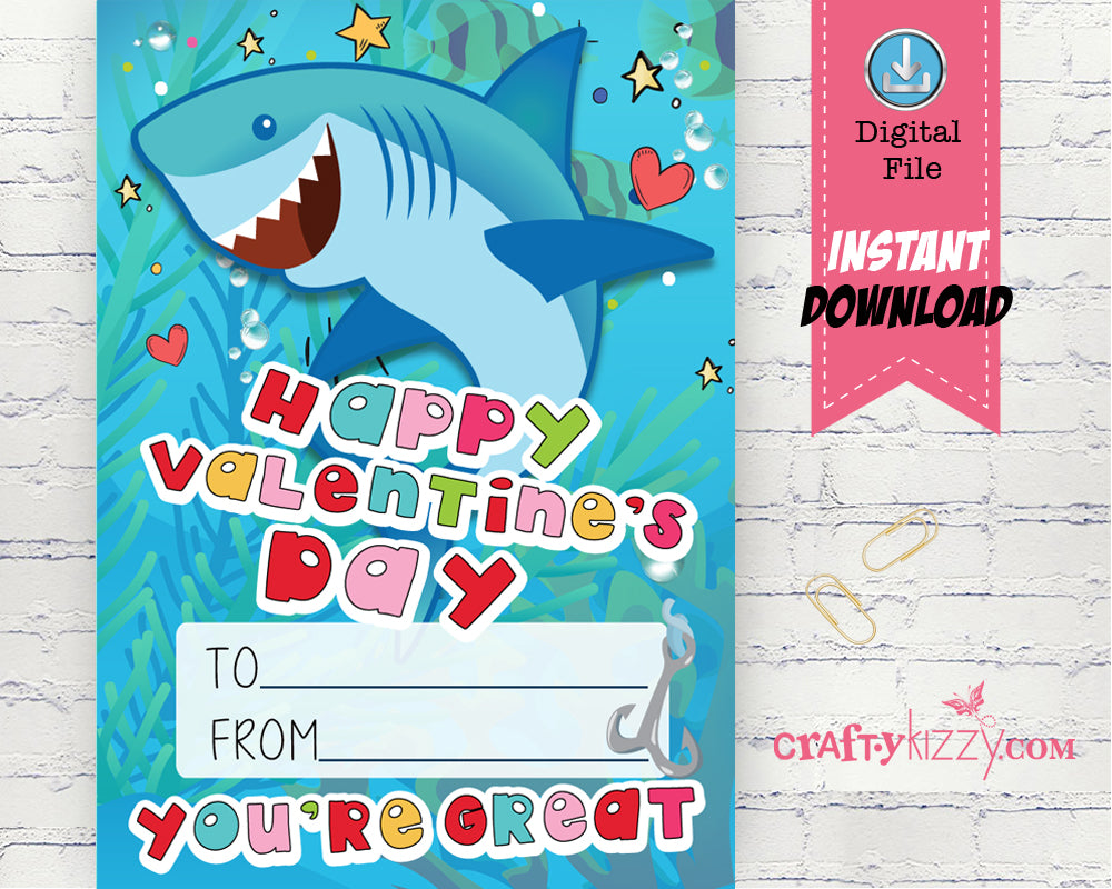 Shark Valentines Day Printable Cards School Classroom Valentine's for –  CraftyKizzy