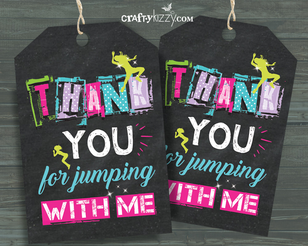 Trampoline Thank You Favor Tags - Jump Party Favors - Bounce Tag - INSTANT DOWNLOAD - CraftyKizzy