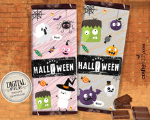 Happy Halloween Chocolate Bar Wrapper - Printable Pumpkin Bat Candy Bar Favors - Frankenstein Hershey's Bar Wrappers - INSTANT DOWNLOAD