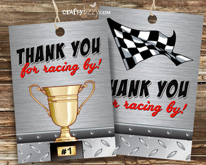 Trophy Party Favor Gift Tags - Racing Flag Tags - Race Car Thank You Favor Tags - INSTANT DOWNLOAD - CraftyKizzy