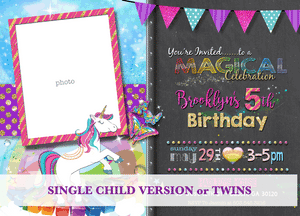 Joint Rainbows and Unicorns Birthday Invitation - Unicorn Magical Party Invitations - CraftyKizzy