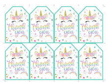 Unicorn Thank You Favor Tags - Gold Glitter Printable Tags - Rainbow Birthday Party Favor Tag - INSTANT DOWNLOAD - CraftyKizzy