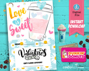 Valentine's Day Gift Card Holder - Coffee Gift Card Printable for Teacher - Valentine Gift Voucher - Teacher Gift - INSTANT DOWNLOAD