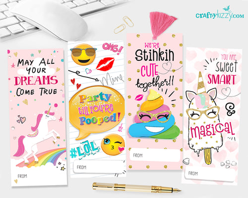 Valentines Bookmarks for kids - Printable Girls Valentine's Day Fun Inspirational Bookmarks - Cute Valentines Gifts for Teachers INSTANT DOWNLOAD - CraftyKizzy