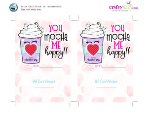Valentine's Day Gift Card Printable - Coffee Gift Card Holder - Teacher Gift Idea - Valentine Coffee Puns - INSTANT DOWNLOAD - CraftyKizzy