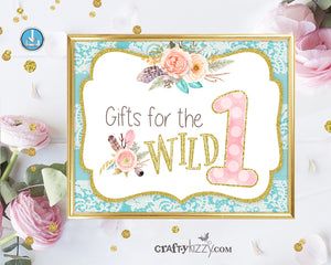 Wild One Gift Sign - Tribal Party Sign - First Birthday Party Decoration - Gifts for the Wild One - INSTANT DOWNLOAD - CraftyKizzy