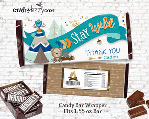 Woodland Boy Candy Bar Wrapper - Woodland Bear Birthday Party Hershey Label - Printable Chocolate Party Favors - INSTANT DOWNLOAD - CraftyKizzy