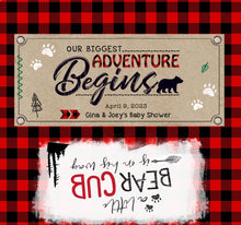 Baby Shower Candy Bar Wrappers - The Adventure Begins Chocolate Bar Wrapper - Printable Our Little Bear Cub label - Personalized