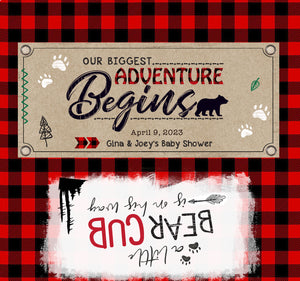 Baby Shower Candy Bar Wrappers - The Adventure Begins Chocolate Bar Wrapper - Printable Our Little Bear Cub label - Personalized