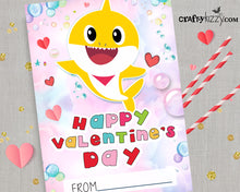 Yellow Baby Shark Valentines Day Cards for Kids Girl Shark Valentine Exchange Cards - INSTANT DOWNLOAD - CraftyKizzy