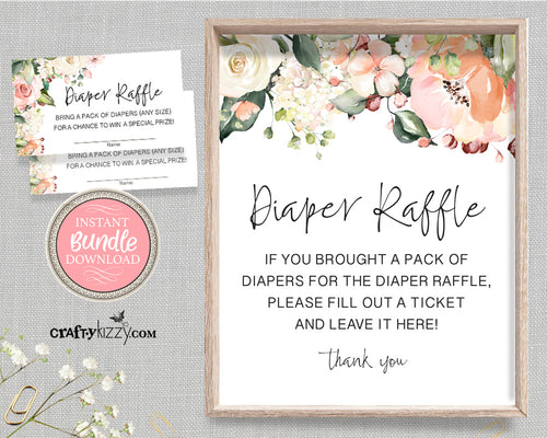 FLORAL diaper raffle table sign