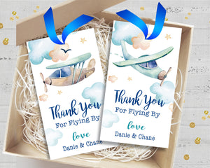 Airplane Thank You Favor Tag - Up Up And Away Plane Tags - Transportation Birthday Gift Tags - Travel Adventure Baby Shower - Personalized