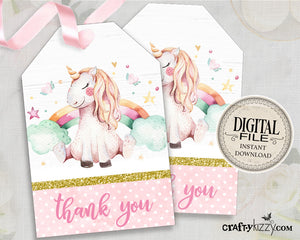 Unicorn Birthday Party Invitation - Pink and Gold Unicorn Invitations - Girl Rainbow Unicorn Birthday Party