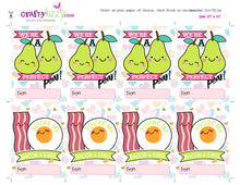 Valentines Day Bacon and Eggs Funny Pun Cards for Kids - Valentine Puns - We're A Perfect Pear Printable Exchange Cards - INSTANT DOWNLOAD