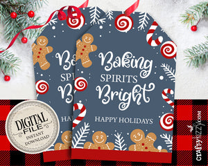 Baking Spirits Bright Tag - Christmas Baking Tags - Holiday Treat Tags - Printable Christmas Tags - Cookie Tags