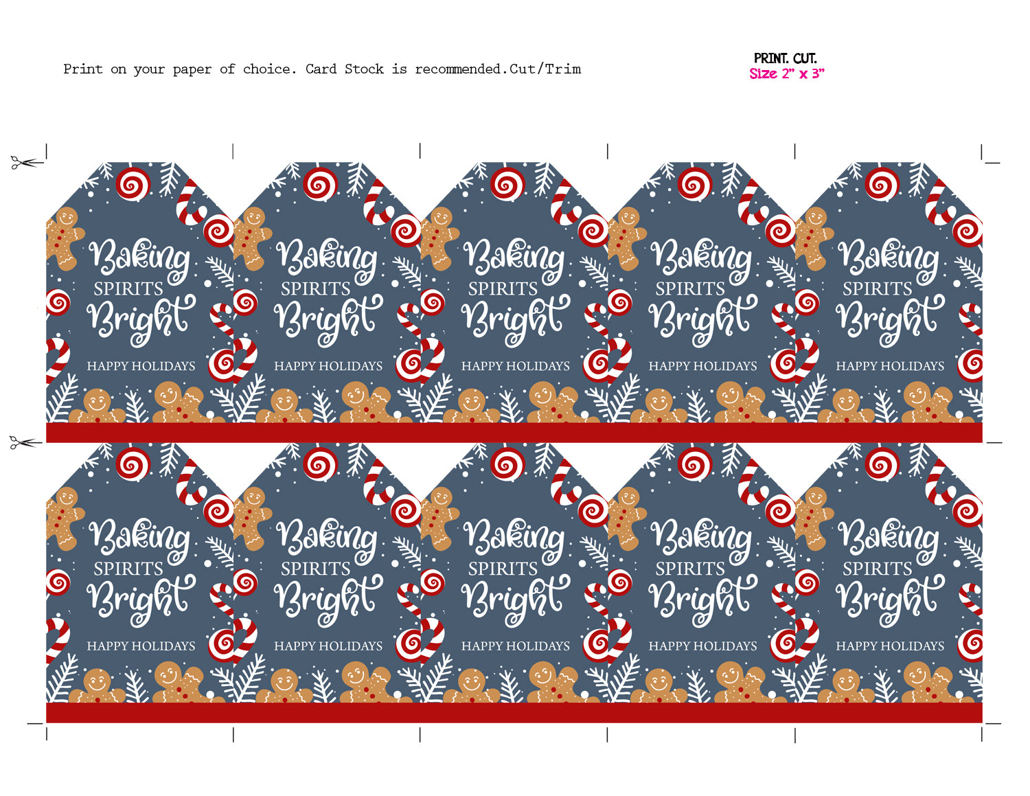 Baking Spirits Bright Printable Christmas Cookie Tags (Instant Download)