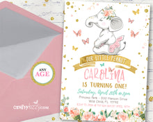 Ballerina Elephant First Birthday Invitation - Girl Elephant and Tutu Ballet Invitations - Printable Invitations - CraftyKizzy