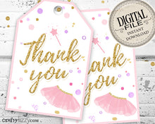 Ballet Thank You Favor Tags - Ballerina Tutu Birthday Tags - Dance Party Favors Personalized  -  Party Printables