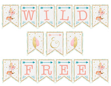 Tribal Wild and Free Birthday Pennant Banner - Printable Woodland Girl Fox Bunting Flag Banner - Party Flags P0002 - INSTANT DOWNLOAD - CraftyKizzy