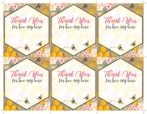 Bee Chapstick Thank You Favor Card - Mommy To Be Baby Shower Floral Favors - Bridal Shower Chapstick Tags - Personalized
