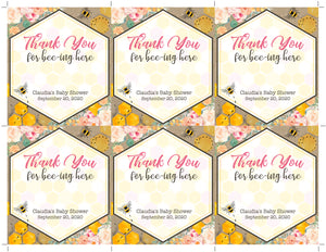 Bee Chapstick Thank You Favor Card - Mommy To Be Baby Shower Floral Favors - Bridal Shower Chapstick Tags - Personalized