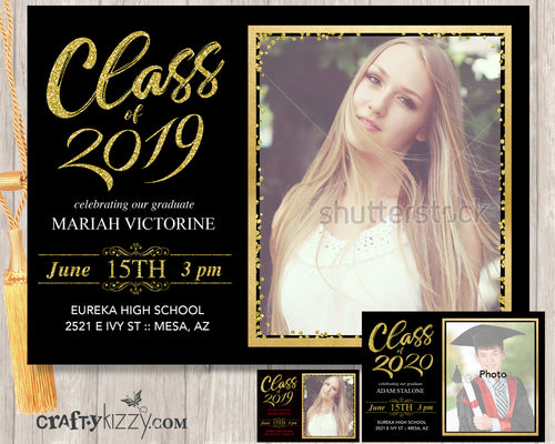 Class of 2019 Graduation Invitation - High School Grad - College Graduation - Black And Gold - Red And Gold - Invitations - CraftyKizzy